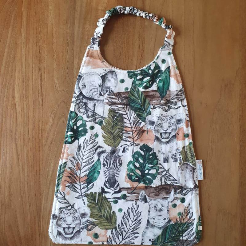 Bavoir maternelle Savane vert